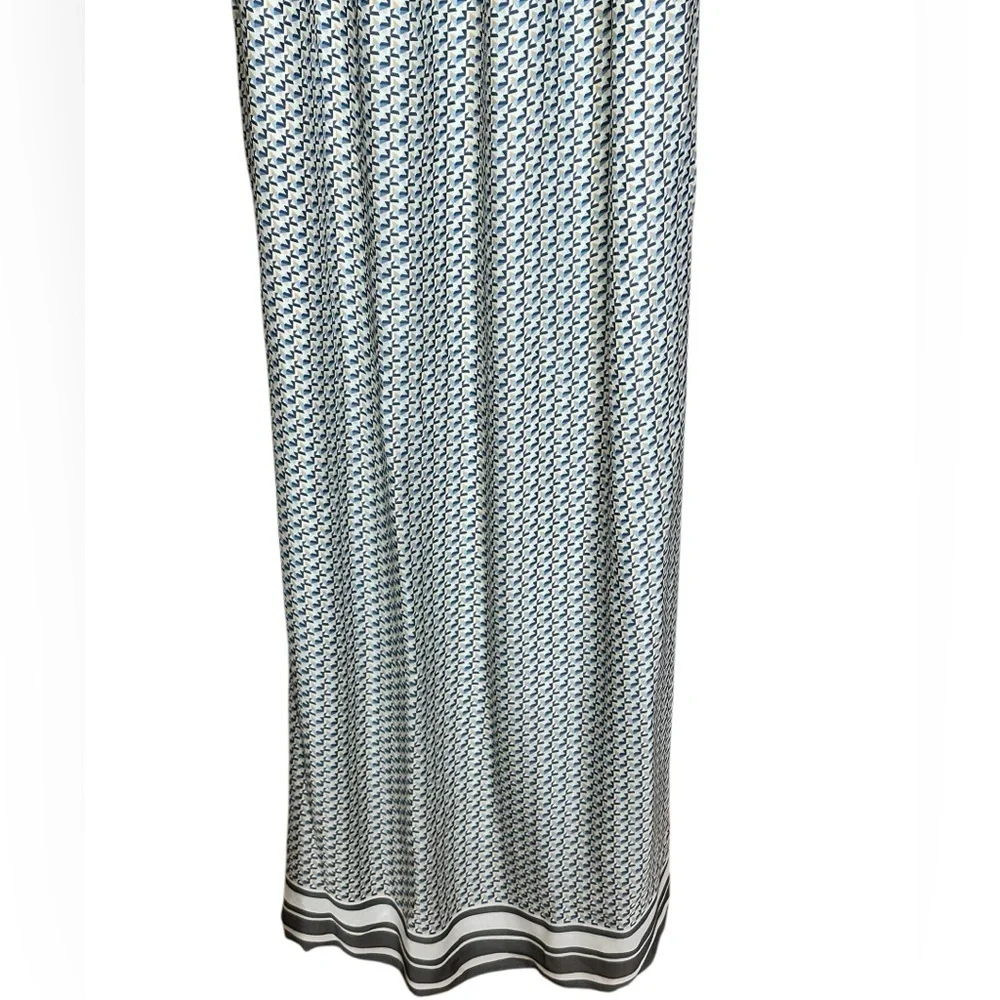 VINCE MAXI 100% SILK DRESS STAR PRINT BORDER CHARCOAL SPAGHETTI STRAP SZ S - Picture 4 of 9